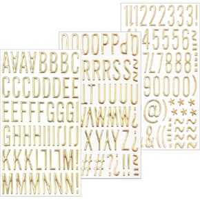 169Pcs 3Sheets 3D Gorgeous Gold Letter Stickers, 1In Resin Alphabet Stickers A to Z, Number Stickers 1 to 9, Glitter Letter Stickers for Scrapbooking, Grad Cap Decoration, DIY Crafts Art Making - 1mm