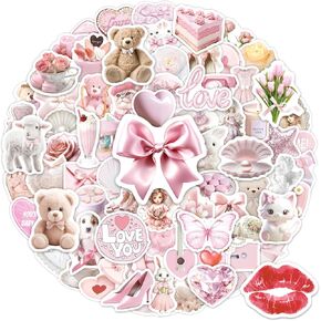 SigyoJeom 200 PCS Coquette Stickers for Water Bottles Pink Aesthetic Stickers for Girls Coquette Stickers Bulk for Journal Scrapbook Party Room Decor Stuff