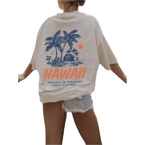 Girl's Short Sleeve Tropical Graphic Printed Tops Casual Loose Crew Neck Tee Shirts
