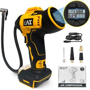 Tire Inflator Portable Air Compressor for DeWalt 20v Max Battery Power,160PSI Cordless Portable Electric Air Pump with Digital Pressure Gauge for Car Motorcycles Bike Sport Ball Auto(no battery)