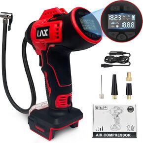 Tire Inflator Portable Air Compressor for DeWalt 20v Max Battery Power,160PSI Cordless Portable Electric Air Pump with Digital Pressure Gauge for Car Motorcycles Bike Sport Ball Auto(no battery)