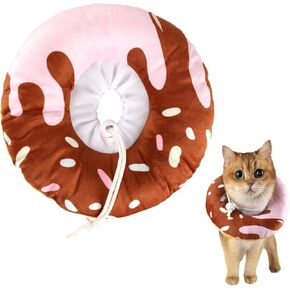 Cat Cone Collar Soft, Plush Pillow Cute Donut Cat Cones Lightweight Adjustable Neck Cone for Cats Kittens After Surgery, M