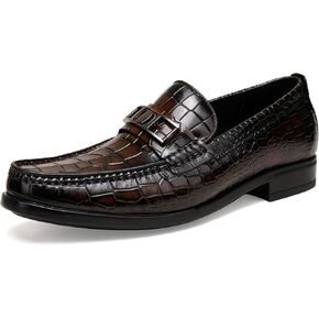Mens Loafers Slip On,Crocodile Pattern Leather Dress Shoes Formal Shoes for Men