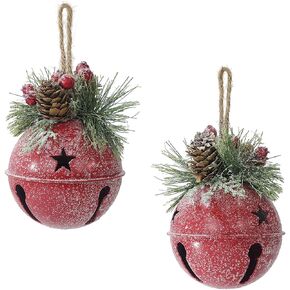 Christmas Mistletoe Bells, 5-inch Two-Piece Christmas Decorative Bells, Decorative Hanging Ornaments, and Festive red Christmas Bells for Front Decoration.