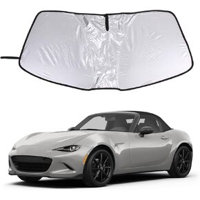 Windshield Sunshade for Mazda MX-5 Miata 2016-2024, Front Window Sun Shade, Foldable Reflective Sun Visor, Screen Shield Cover UV Blocker Protector HeatShield Keeps Your Vehicle Cool (Silver)