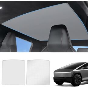 Cybertruck Roof Sunshade, Tesla Cybertruck Accessories, Full Cover Foldable Windshield Sunshade and Glass Roof Sunshade for 2024 Tesla Cybertruck Accessories, SS001B(Black Color).