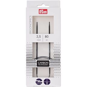 Prym Ergonomics 32 بوصة دائرية، كربون، إبر حياكة 2.5 مم، مقاس واحد، أسود