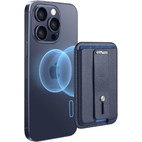 ESR Magnetic Wallet, Compatible with MagSafe Wallet, for iPhone Wallet with Secure-Grip Finger Loop, for iPhone 15/14/13/12 Series, Not for 13/12 Mini, 3-Card Holder, Vegan Leather, Black Carbon Fiber