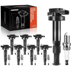 A-Premium Set of 8 Ignition Coil Pack and Iridium Spark Plugs Compatible with Land Rover Range Rover 2006-2009 LR3 Jaguar XF XJ8 XJR XK XK8 XKR