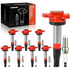 A-Premium Set of 8 Ignition Coil Pack and Iridium Spark Plugs Compatible with Land Rover Range Rover 2006-2009 LR3 Jaguar XF XJ8 XJR XK XK8 XKR
