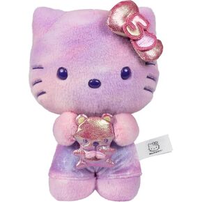 Hello Kitty and Friends, 50th Anniversary 8-inch Hello Kitty Plush with 50th Anniversary Teddy Bear - 5 Decades of Friendship - Officially Licensed Sanrio Product from Jazwares