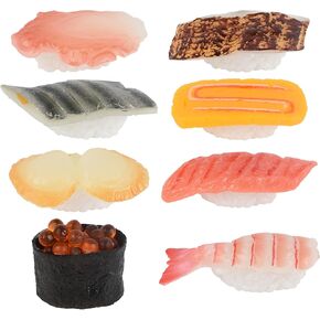 HUIANER وهمية السوشي 8 قطع الغذاء الاصطناعي واقعية أونيجيري الحلوى محاكاة السوشي نموذج الغذاء لعرض الدعائم نموذج لفة الأرز الديكور in Kuwait