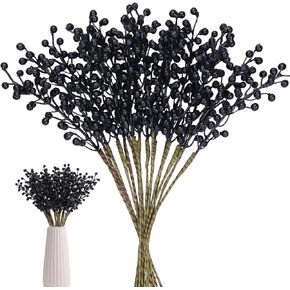 16 Pack Artificial White Berry Stems Holly for Christmas Tree Decorations for Crafts, Holiday and Home Decor