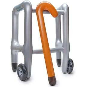 Okuna Outpost 2 Pieces Inflatable Walker and Cane - Funny Gag Gift for Over The Hill Birthday Decorations, 100 Days of School Joke Props