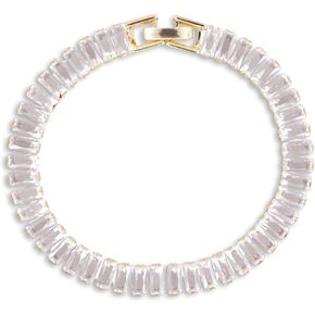 ABJFJE Gold Plated Cubic Zirconia Classic Tennis Bracelet ​Sparkling ​Rhinestone Link Eternity Bracelet Trendy Jewelry for Women 7.0inch