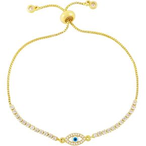 Mini Diamond Tennis Bracelet, Good Luck Bracelet, Gold Evil Eye Bracelet, Gold Tennis Bracelets for Women, Rhinestone Bracelets, Karma and Luck Bracelet, Good Luck Charm Bracelet, Diamond Bracelets for Women, Lab Tennis Bracelet, Bling Bracelets for Women