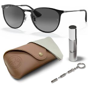 Ray-Ban RB3539 ERIKA Metal Polarized Phantos Shape Sunglasses With Eyewear Kit Bundle - Adjustable Nose Pads - Ideal Formal and Casual Wear Retro Sunglasses