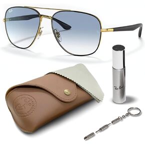 Ray-Ban RB3683 Square Shape Sunglasses With Eyewear Kit Bundle - Adjustable Nose Pads - Casual Wear Square Sunglasses