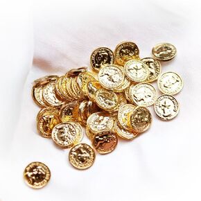 Gold Coins 10Pcs Miniature 1:6 Scale Metal Coin - St Patrick Leprechaun, Pirate Treasure, Dollhouse Coins(Gold)
