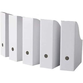 Royal 20 White Magazine File Holders Storage Boxes 12 1/4"H x 3 1/2"W x 9 3/4"D