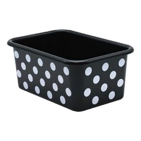 Teacher Created Resources® White Polka Dots on Black Small Plastic Storage Bin
