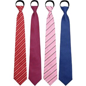 Pre tied Zipper Ties for Men, Adjustable Tie Set, 3.15" Mens Tie Neckties Pack for Graduation Casual Work
