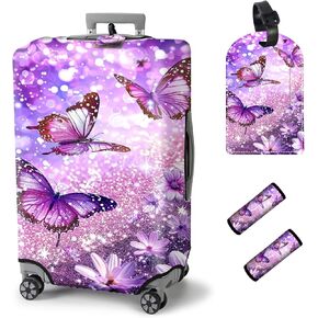 Travel Luggage Cover Suitcase Protector, Zipper Luggage Cover for 18-21 Inch Suitcase, Foldable & Washable Luggage Cover with Luggage Tag & Luggage Handle Wrap Travel Accessories, Sunflowers Cow