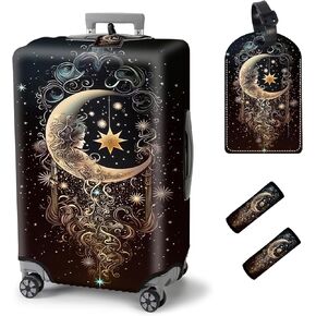 Travel Luggage Cover Suitcase Protector, Zipper Luggage Cover for 18-21 Inch Suitcase, Foldable & Washable Luggage Cover with Luggage Tag & Luggage Handle Wrap Travel Accessories, Sunflowers Cow