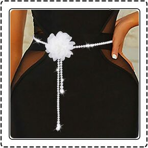 Vinzar Boho Pearl Waist Chain Belt Flower Waist Belly Chain Pearl Jewelry Waist Chain Beach Bikini Body Waist Chain for Women