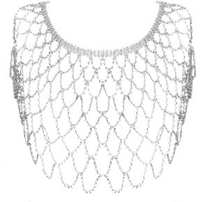 WeeH Diamond Tassel Shoulder Chain Bridal Jewelry Fashion Sexy Rhinestone Body Jewelry Costume Wedding Necklace Statement