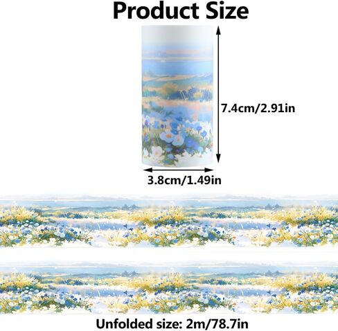 1 لفة شريط واشي زهري لتدوين اليوميات، شريط واشي على شكل زهرة، ملصقات زهور واشي، شريط زخرفي، شريط واشي جمالي واسع، شريط واشي لاصق لمجلة يوميات الحرف اليدوية in Kuwait