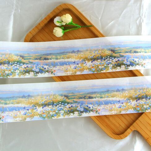 1 لفة شريط واشي زهري لتدوين اليوميات، شريط واشي على شكل زهرة، ملصقات زهور واشي، شريط زخرفي، شريط واشي جمالي واسع، شريط واشي لاصق لمجلة يوميات الحرف اليدوية in Kuwait