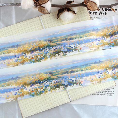 1 لفة شريط واشي زهري لتدوين اليوميات، شريط واشي على شكل زهرة، ملصقات زهور واشي، شريط زخرفي، شريط واشي جمالي واسع، شريط واشي لاصق لمجلة يوميات الحرف اليدوية in Kuwait