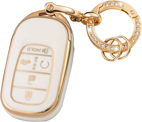 for Honda Key Fob Cover with Keychain，Car Key Shell Protector Holder 5 Buttons for 2022 2023 2024 Honda Accord Civic HR-V CR-V Pilot Odyssey(WhiteA) in Saudi Arabia