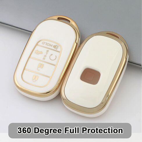 for Honda Key Fob Cover with Keychain，Car Key Shell Protector Holder 5 Buttons for 2022 2023 2024 Honda Accord Civic HR-V CR-V Pilot Odyssey(WhiteA) in Saudi Arabia