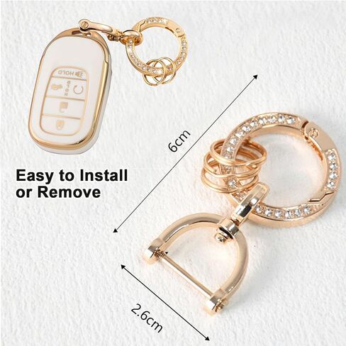 for Honda Key Fob Cover with Keychain，Car Key Shell Protector Holder 5 Buttons for 2022 2023 2024 Honda Accord Civic HR-V CR-V Pilot Odyssey(WhiteA) in Saudi Arabia