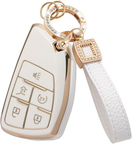 for Honda Key Fob Cover with Keychain，Car Key Shell Protector Holder 5 Buttons for 2022 2023 2024 Honda Accord Civic HR-V CR-V Pilot Odyssey(WhiteA) in Saudi Arabia