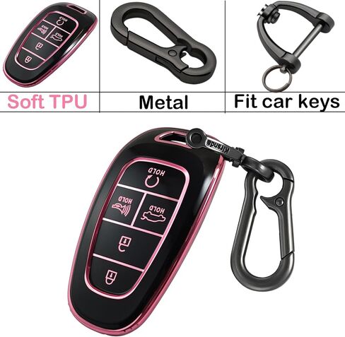 for Hyundai Key fob Cover with keychian,TPU Protection Key Case Compatible with 2019 2020 2021 2022 Sonata Tucson Smart Remote Key (Blue,5 Button) in Saudi Arabia
