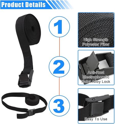 Car Tie Down Straps, 9.8' x 1" Adjustable Lashing Straps, Heavy Duty Cam Buckle Tie Down Cinch Straps, Secure Buckle Straps for Cargo Luggage Trailer Motorcycle Truck SUV (3M-4PCS) in Saudi Arabia
