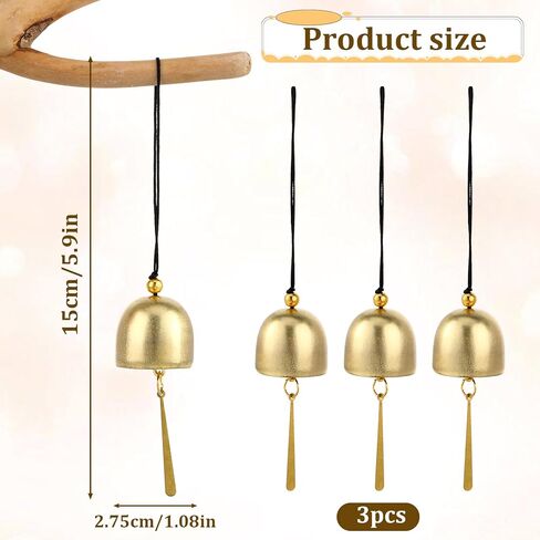 3 عبوات من أجراس التعليق الصغيرة المطلية بالذهب وأجراس الديكور لمقبض الباب، وأجراس خيمة التخييم، وأجراس جلجل صغيرة لأصحاب المتاجر لفتح الباب، وجرس معلق معلق in Kuwait
