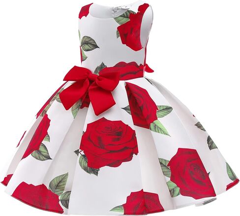 Uhnice Flower Girl Sleeveless Floral Print Dress for Wedding Party in Saudi Arabia