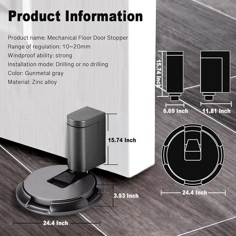 سدادة باب أرضية ميكانيكية، 2024 ترقية توقف باب أرضي صامت ميكانيكي خالٍ من اللكم، سدادة باب مغناطيسية، إيقاف باب أرضي مغناطيسي صامت قابل للتعديل لمرآب المنزل والمكتب in Kuwait