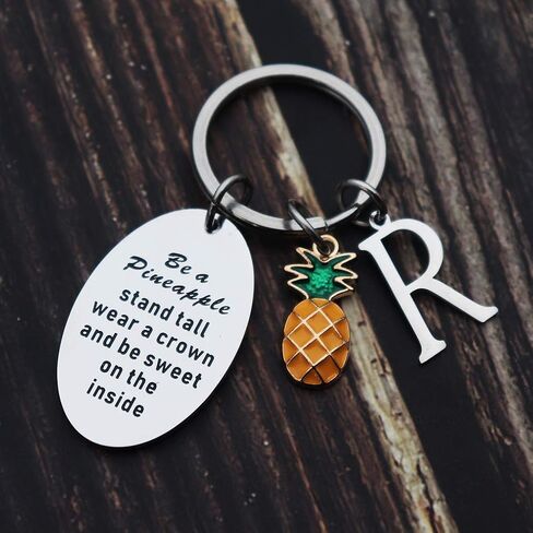 Pineapple Keychain 26 Initial English Letters with Pineapple Themed Jewelry inspirational Gift for Women in Kuwait