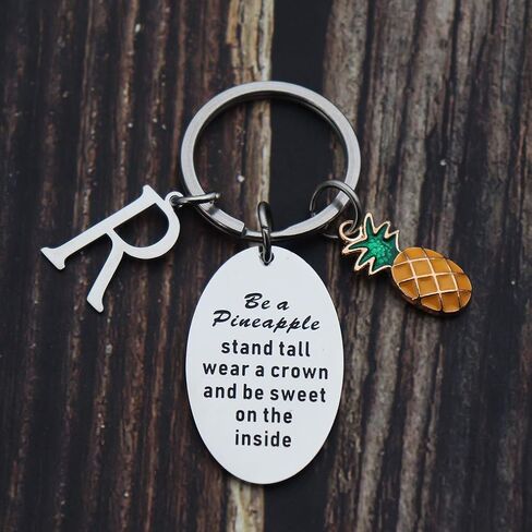 Pineapple Keychain 26 Initial English Letters with Pineapple Themed Jewelry inspirational Gift for Women in Kuwait