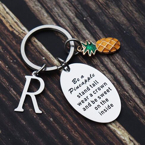 Pineapple Keychain 26 Initial English Letters with Pineapple Themed Jewelry inspirational Gift for Women in Kuwait