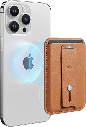 محفظة مغناطيسية ESR، متوافقة مع محفظة MagSafe، لمحفظة iPhone مع حلقة إصبع آمنة، لسلسلة iPhone 15/14/13/12، وليس لـ 13/12 Mini، حامل 3 بطاقات، جلد نباتي، ألياف الكربون السوداء in Kuwait
