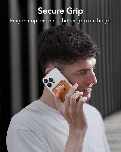 محفظة مغناطيسية ESR، متوافقة مع محفظة MagSafe، لمحفظة iPhone مع حلقة إصبع آمنة، لسلسلة iPhone 15/14/13/12، وليس لـ 13/12 Mini، حامل 3 بطاقات، جلد نباتي، ألياف الكربون السوداء in Kuwait