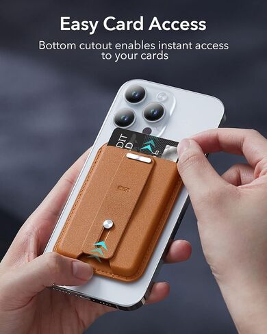 محفظة مغناطيسية ESR، متوافقة مع محفظة MagSafe، لمحفظة iPhone مع حلقة إصبع آمنة، لسلسلة iPhone 15/14/13/12، وليس لـ 13/12 Mini، حامل 3 بطاقات، جلد نباتي، ألياف الكربون السوداء in Kuwait