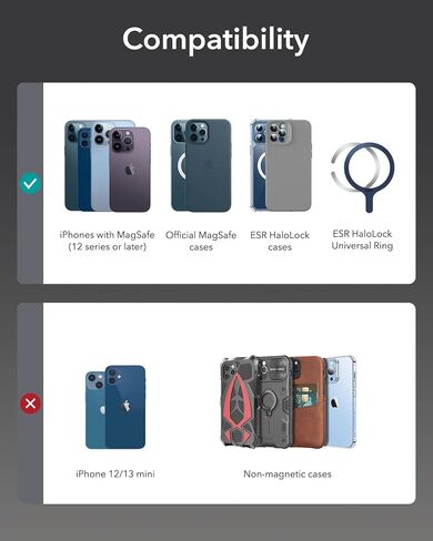 محفظة مغناطيسية ESR، متوافقة مع محفظة MagSafe، لمحفظة iPhone مع حلقة إصبع آمنة، لسلسلة iPhone 15/14/13/12، وليس لـ 13/12 Mini، حامل 3 بطاقات، جلد نباتي، ألياف الكربون السوداء in Kuwait