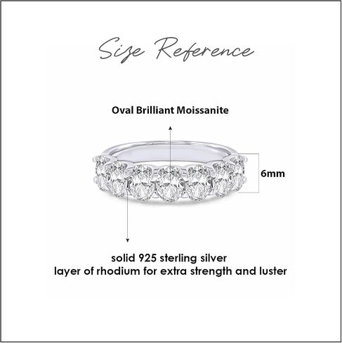 3 Carat 6X4MM Oval Cut Lab Created Moissanite Seven Stone Engagement Ring For Women In 14K Gold Plated Sterling Silver Half Eternity Stackable Band Ring (VVS1/3.00 Cttw) in Saudi Arabia